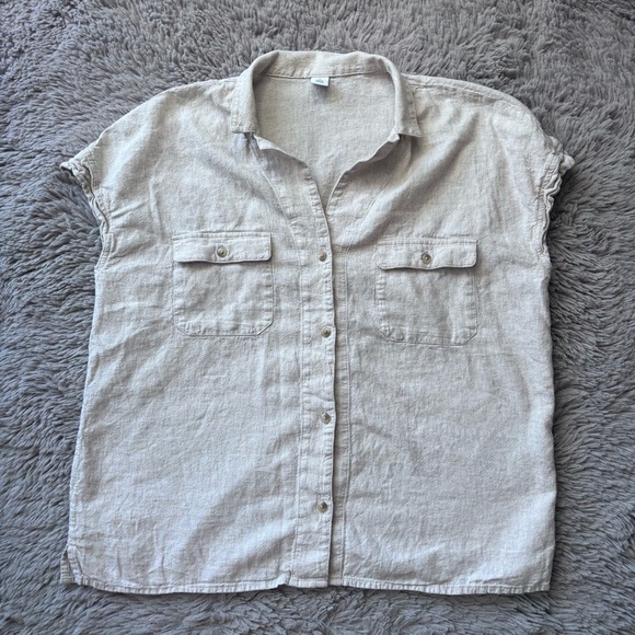 Old Navy Tops - Old Navy Cream Linen Blend Shirt size Medium Minimalist